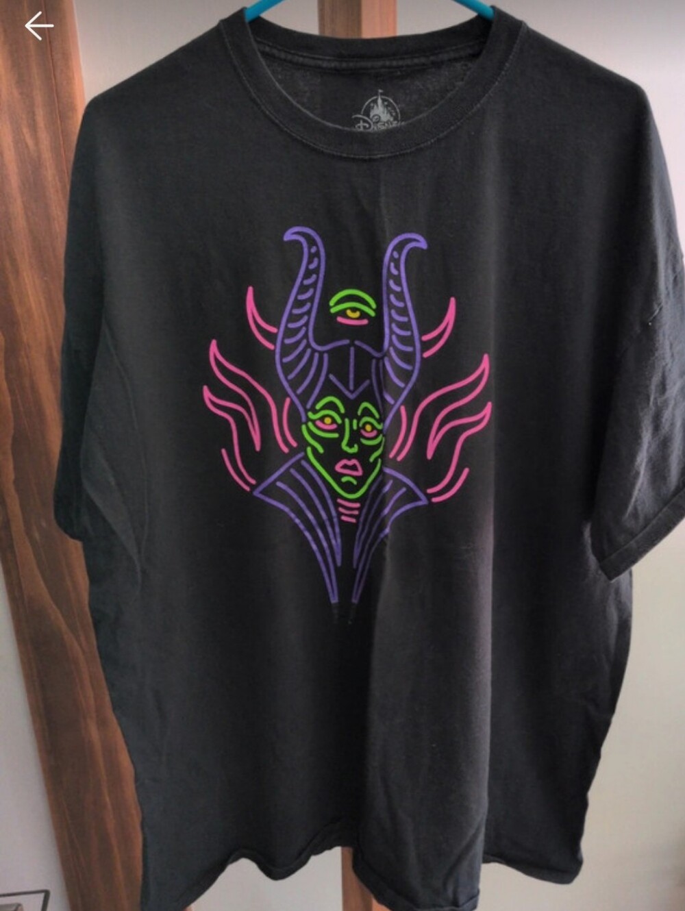 Disney Black Tee with Neon Maleficent Graphic